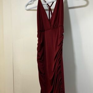 Lucy in the Sky Burgundy Backless Dress